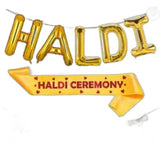 ZERECORD Haldi and Mehndi Decoration Set Foil Balloon With Haldi Ceremony Sash Decoration (Set of 3)