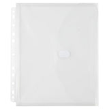 JAM PAPER Plastic 3 Hole Punch Binder Envelopes with Hook & Loop Closure - Letter Booklet - 9 1/2 x 11 1/2 with 1 Inch Expansion