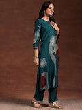 Libas Women'S Silk Blend Kurta Set (36769Or_Teal Blue Teal Blue Xl
