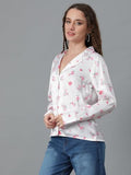 Kotty Women'S Relaxed Fit Printed Casual Shirt,Print WhiteApparel,XL