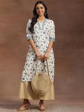 Libas Women'S Cotton Printed Straight Kurta (29053R_Off White Off White L