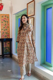 Gosriki Women'S Cotton Blend Straight Printed Kurta With Pant & Dupatta (Denika Cream-Gs_Xxl_Cream_Xx-Large),Cream,2,B0D9YK4T1R