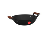 IndiChef Cast Iron Kadhai with Lid | Deep Cooking Pan for Frying & Saute | Gas Stove Compatible Cookware with Handle | 22 cm |2.