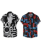 LookMark Men's Cotton Blend Casual Beach Wear Shirts | Stylish Printed Shirts for Men | Comfortable Summer Wear | Party Vacation & Daily Casuals (Pack of 2) (Printed Shirt ADAM Black-Alpha-L),Black-Black-01