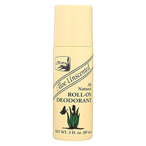 Alvera All Natural Roll-On Deodorant, Aloe Unscented, 3 oz, Pack of 3