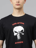 Lookmark Pure Cotton Black Color Printed Half Sleeve Oversized T-Shirt For Men(Mt24-Black-Xl)