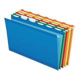 Colored Reinforced Hanging Folders, 1/6 Tab, Legal, Asst, 25/Box