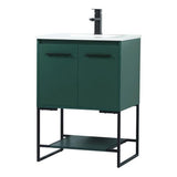 Elegant Decor Sloane 24 Mdf And Steel Single Bathroom Vanity In Green