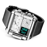 Feice Watches For Men Digital Led Analog White Dial Men'S Watch Quartz Wristwatch Business Men'S Watch With Multifunction Square