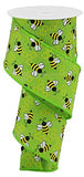 Craig Bachman Mini Bumblebees on Canvas Wired Ribbon, 10 Yards (Lime, 2.5 Inch)
