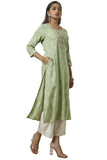 Soch Womens Sap Green Rayon Foil Print Kurta With Gotta Patti Sap Green 2Xl