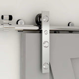 CCJH 12FT Stainless Steel Sliding Door Hardware Kit Heavy Duty and Smoothly Wooden Barn Door Kit fit for 36 Wide Double Door, Ba