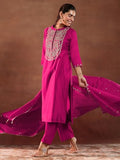Libas Women'S Chanderi Silk Yoke Design Kurta Set (49460 Pink M