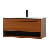 Elegant Decor Roman 40 Aluminum Alloy Mdf Single Bathroom Vanity In Teak