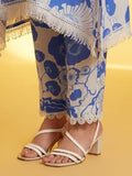 Lookmark Women'S Printed Cotton Blend Straight Kurta Pant Set With Lace - Comfortable Ethnic Wear For Women, Elegant Design, Suitable For Various Occasions (Az-Lm-Og-Ks2118 Blue-Xl)