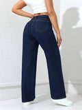 Toplot Jeans For Women || Women High Rise || Wide Leg Pants || Bell Bottom Jeans (Straight-Jeans-5204-Dark Blue-28),Dark Blue,28,B0DDTFCFP4
