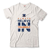 Adro Mens Believe In Your Self Printed T-Shirt (R22-M-Bel-Wh_White_Xl)