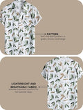 Leriya Fashion Shirt for Men | Tropical Leaf Printed Rayon Shirts for Men | Preppy Short Sleeves | Spread Collared Neck | Perfect for Outing | Beach | Camp Wear Shirt for Boys (Medium White-Green),White-Green