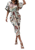 KOTTY Women's Bodycon Extended Sleeves Dress(Multicoloured,S)