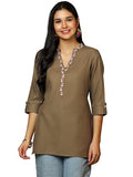 Libas Women'S Cotton Blend Straight Kurtis (58256B_Brown