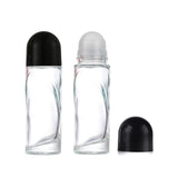 2Pcs 70ml/2.36oz Clear Glass Deodorant Roller Bottle with Plastic Roller Ball & Black Lid Deodorant Bottles Essential Oil Roller