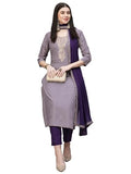 Gosriki Women'S Cotton Blend Straight Printed Kurta With Pant & Dupatta (Dmpl Begani-Gs_M_Purple_Medium),Purple,,B0CS69MP5N