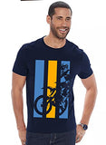 Adro Men'S Bike Rider Printed Cotton T-Shirt (Rn22-2-Bik-Nb_Navy_M)