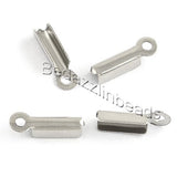 50 Surgical Stainless Steel Fold Over Crimp Bead End Tip Cord Findings W/Loop