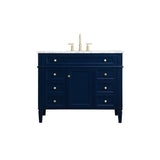 Elegant Decor Park Avenue 42 Metal Mdf Marble Single Bathroom Vanity In Blue