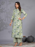 Anni Designer Women'S Rayon Blend Straight Printed Kurta With Pant (Later Green_Xxl_Green_Xx-Large),Green,2XL,Rayon Blend,Regular,Kurta