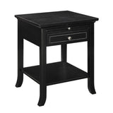 Convenience Concepts American Heritage Logan 1 Drawer End Table with Pull-Out Shelf, Black