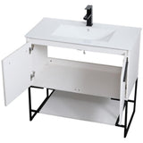 Elegant Decor Gerard 36 Single Porcelain Top Bathroom Vanity In White