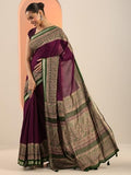 Libas Womens Printed Cotton Blend Saree With Blouse Piece Burgundy Onesize