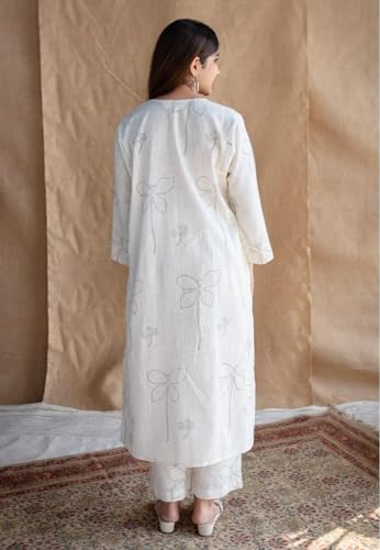 Anni Designer Women'S Rayon Viscose Printed Straight Kurta With Pant & Dupatta (Tifa White_S_White_Small),White,S,Rayon Viscose,Regular,