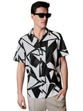 Leriya Fashion Shirt for Men || Rayon Abstract Printed Men's Shirt || Short Sleeves Hawaiian Beach Shirt || Perfect for Camp || Summer Wear Shirt for Boys || Gift for Men (Large Black) LF-MS-6073,Black