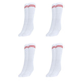 Mukhaksh (Pack Of 4 Pairs = 8 Socks Boys Kids White Socks With Red Stripes Border Lining White With Red Stripes Calf Length Scho