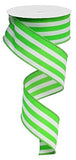 Wide Stripe Wired Edge Ribbon (1.5, Apple Green White) 10 Yards : RX9135H5