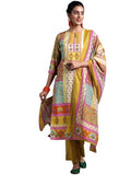 Libas Womens Printed Crepe Straight Kurta With Trousers And Dupatta