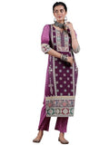 Libas Womens Printed Crepe Straight Kurta With Trousers