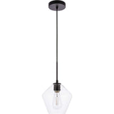 Living District Gene 1-Light Mid-Century Metal Pendant In Black And Clear Glass