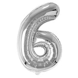 Rozi Decoration 32 Inch Number Foil Balloon Helium Quality (Pack of one Unit) (Silver6)