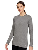Enamor Essentials E057 Slim Fit Cotton Long Sleeve Crew Neck Tee For Women(E057-Mediumgrey Melange-S)