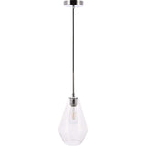 Living District Gene 1-Light Mid-Century Metal Pendant In Chrome And Clear