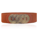 Syga WomenS Pu Leather Cinch Belt With Antique Metal Buckle Waist Belt, Stretchable Waistband For Dresses Camel