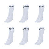 Mukhaksh (Pack Of 6 Pairs Boys Kids White Socks With Grey Stripes Border Lining White With Grey Stripes Calf Length School Unifo