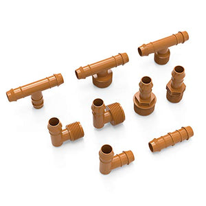 (20-Pack) Drip Irrigation Brown Barbed Adapter Coupling Fittings - Fits 1/2