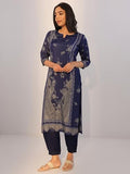 Libas Women'S Silk Blend Floral Kurta Set (400316 Blue