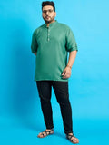Bigbanana Plus Size Men'S Regular Fit Solid Short Kurta (Pollan-Grey,Grey,5Xl)