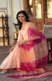 Gosriki Women'S Rayon Viscose Solid Anarkali Kurta With Pant & Dupatta (Kuddi Peach-Gs_L_Peach_Large),Peach,,B0F7HL2RJB