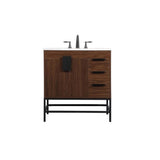Elegant Decor Indoor Modern Under Sink Bathroom Fixtures Storage Organizer Cabinet 42 Inch Single Bathroom Vanity - White With B
